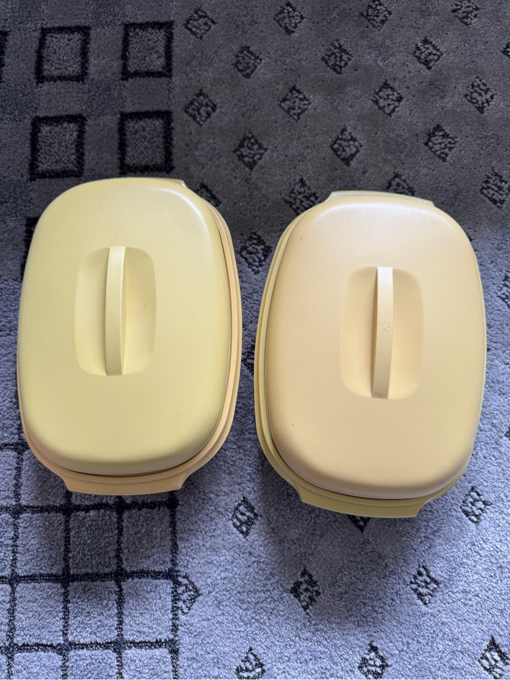 Tupperware Multi Server Steamer 3 Pc Set Harvest Gold Yellow Vintage. set of 2